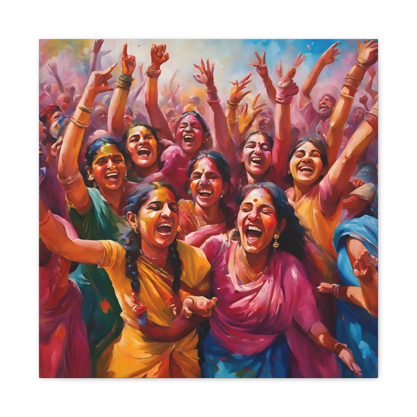 Vibrant Canvas Gallery Wrap - Joyful Celebration Holi Artwork