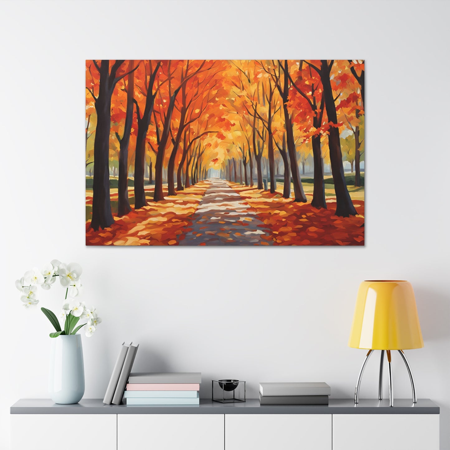 Canvas Wall Art - Autumn Path Canvas Gallery Wrap - Vibrant Fall Landscape Decor