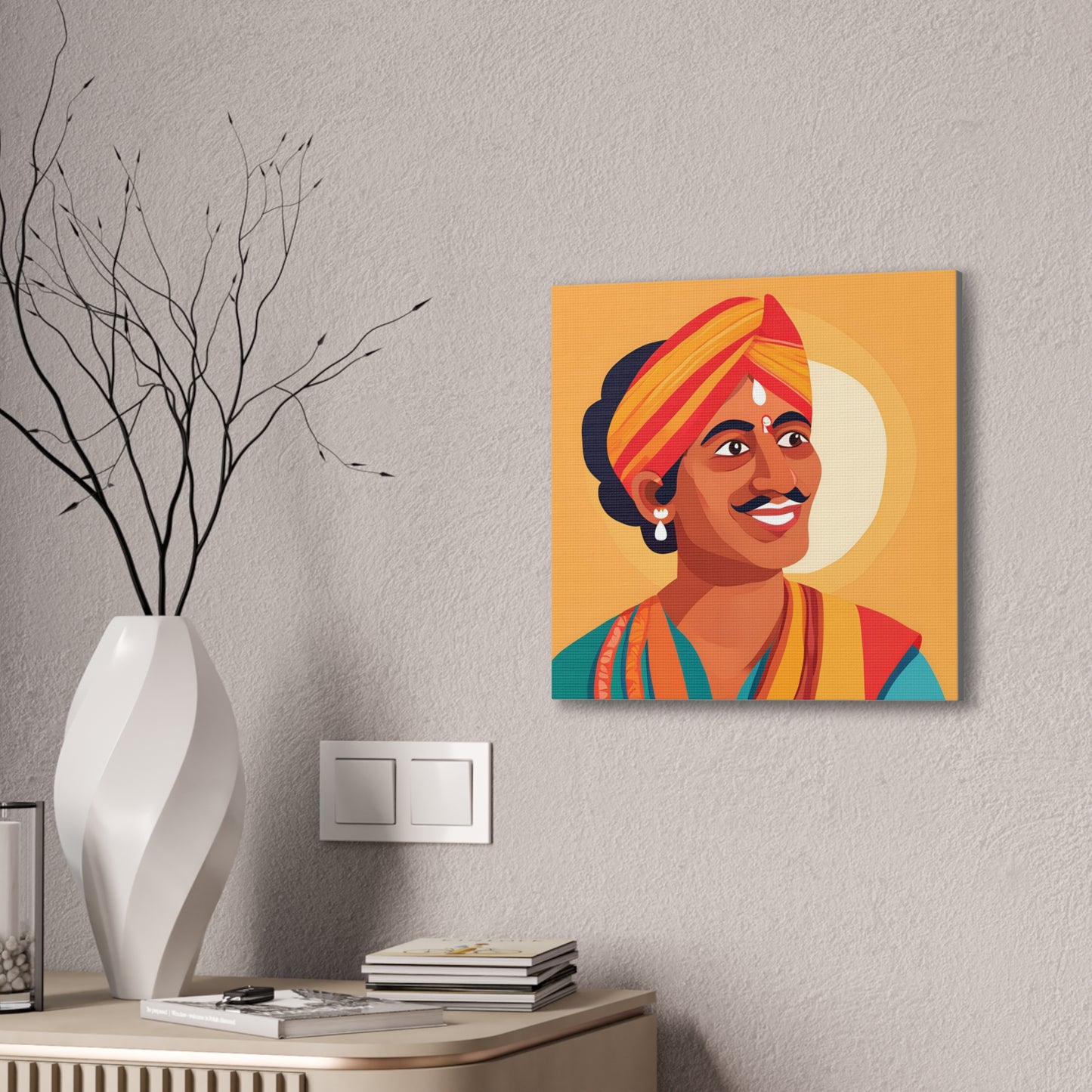 Vibrant Canvas Art Print - Traditional Indian Portrait