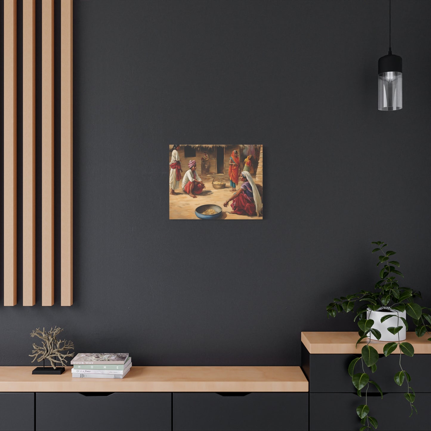 Cultural Matte Canvas Wall Art – Traditional Marketplace Scene