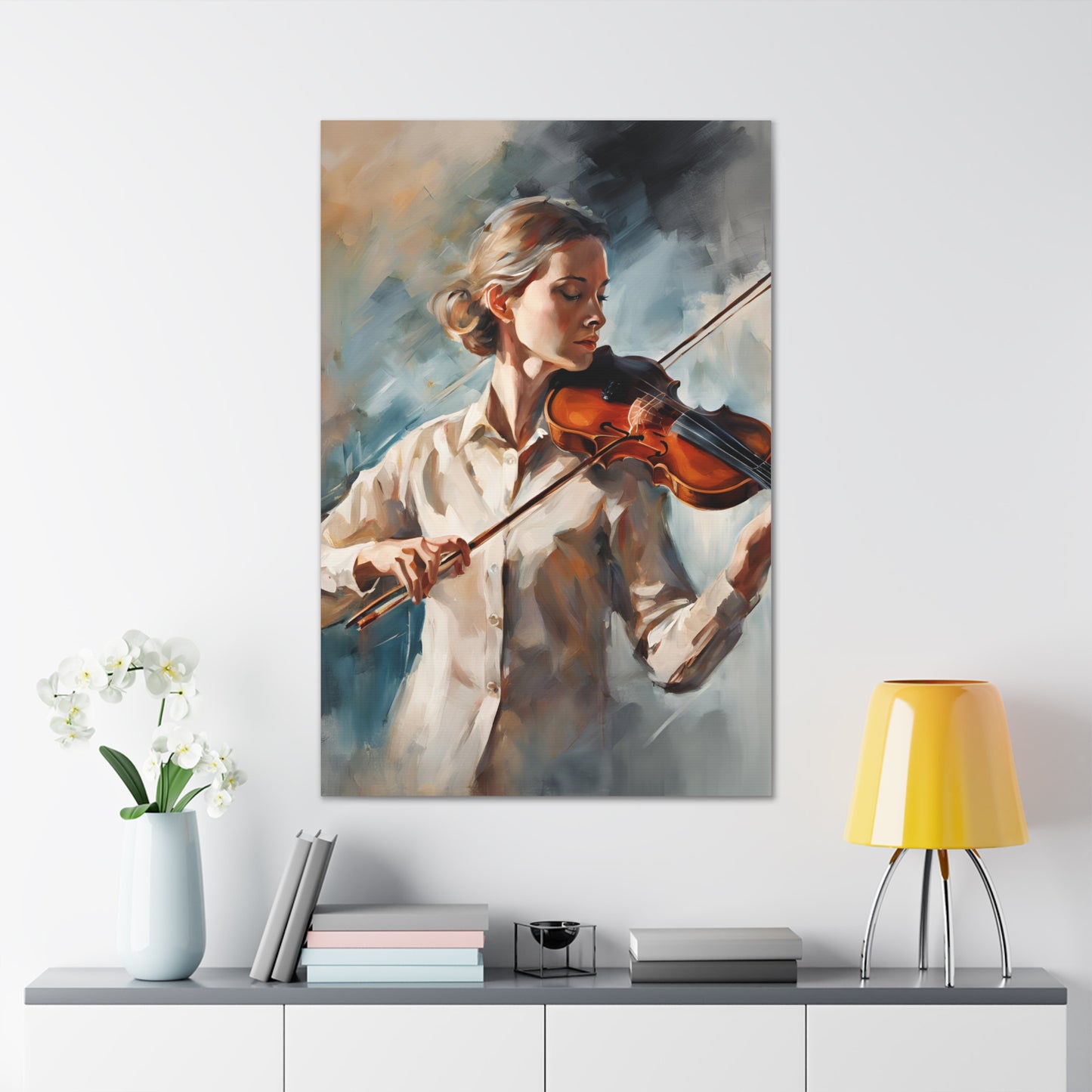 A Musician Playing a Violin Canvas Gallery Wrap - Perfect Wall Art for Music Lovers