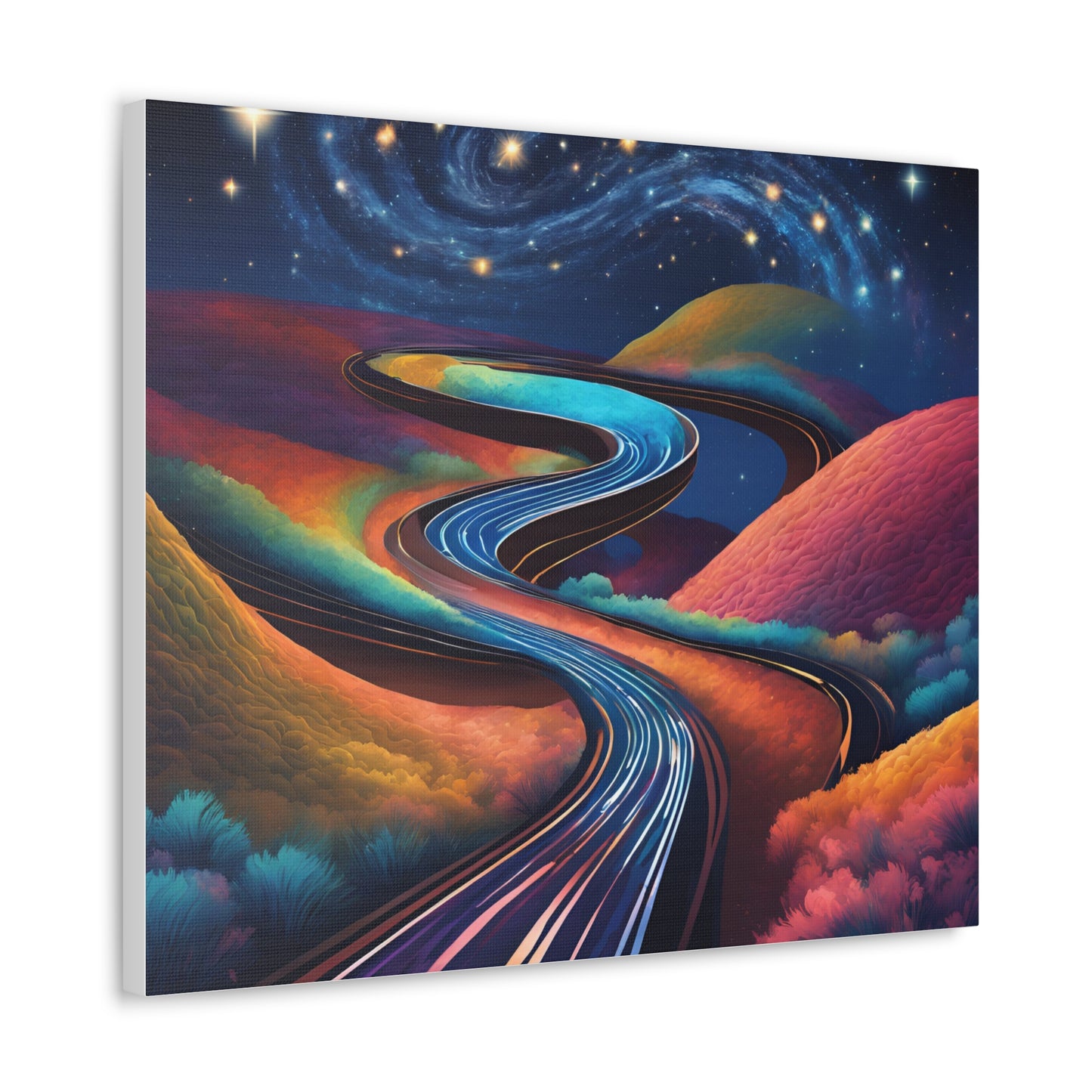 Vibrant Canvas Gallery Wrap - Abstract Roadway Landscape Art "A road twisting and folding into itself like a Möbius strip."