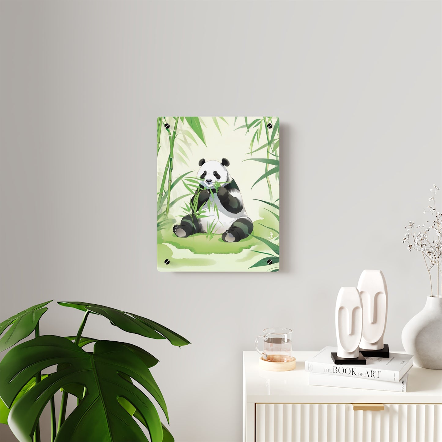 Panda Acrylic Wall Art Panel - Cute Panda Eating Bamboo Decor for Animal Lovers