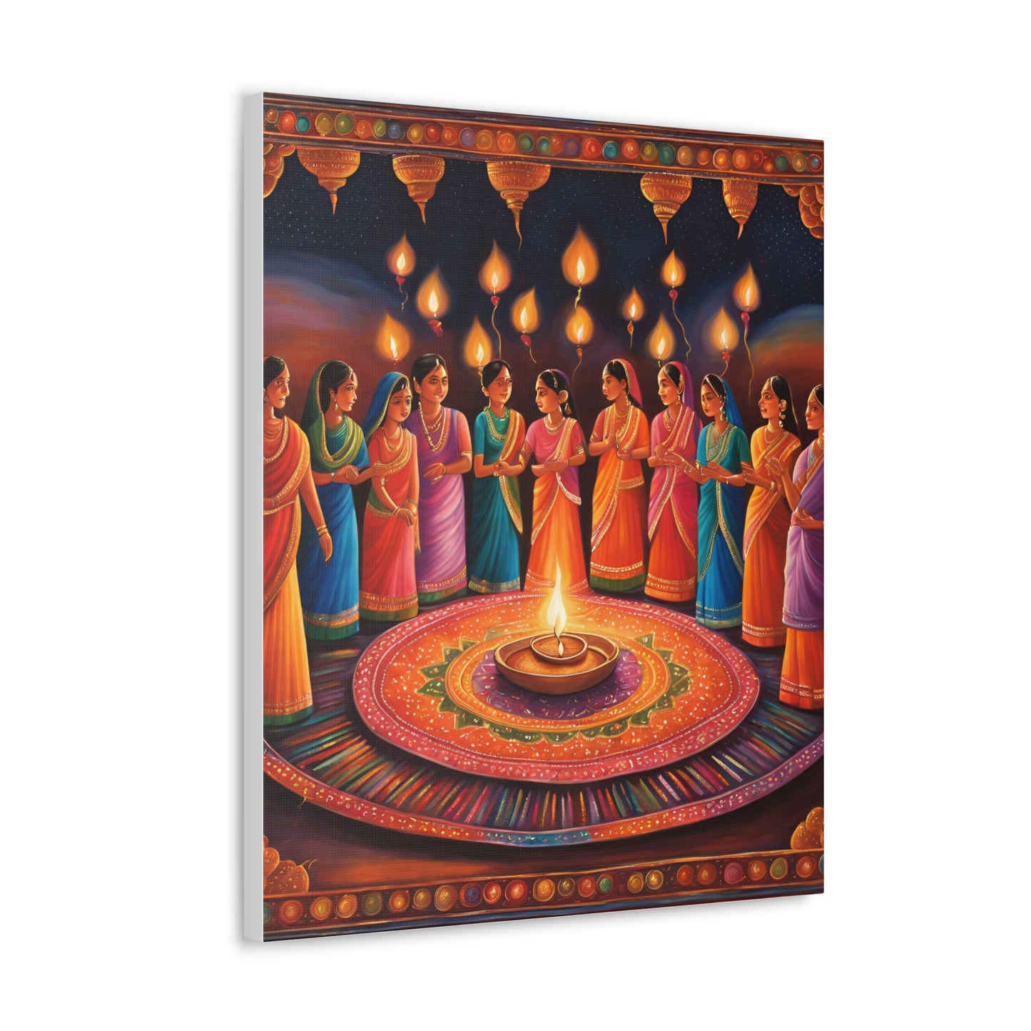 Diwali Celebration Canvas Gallery Wrap - Colorful Art of Tradition and Light