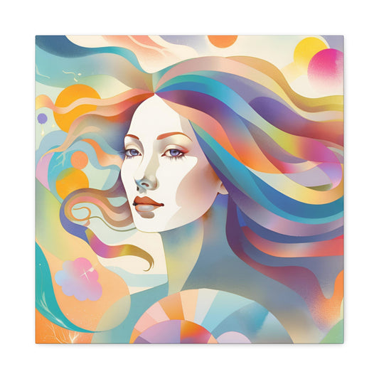 Canvas Gallery Wrap - Abstract Woman Colorful Wall Art