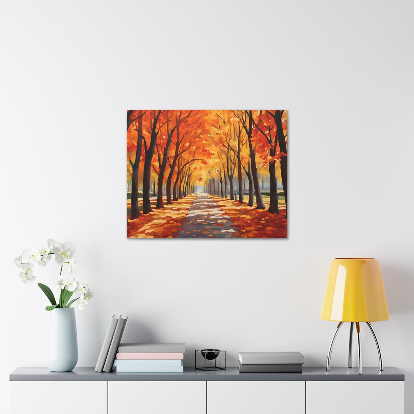 Canvas Wall Art - Autumn Path Canvas Gallery Wrap - Vibrant Fall Landscape Decor