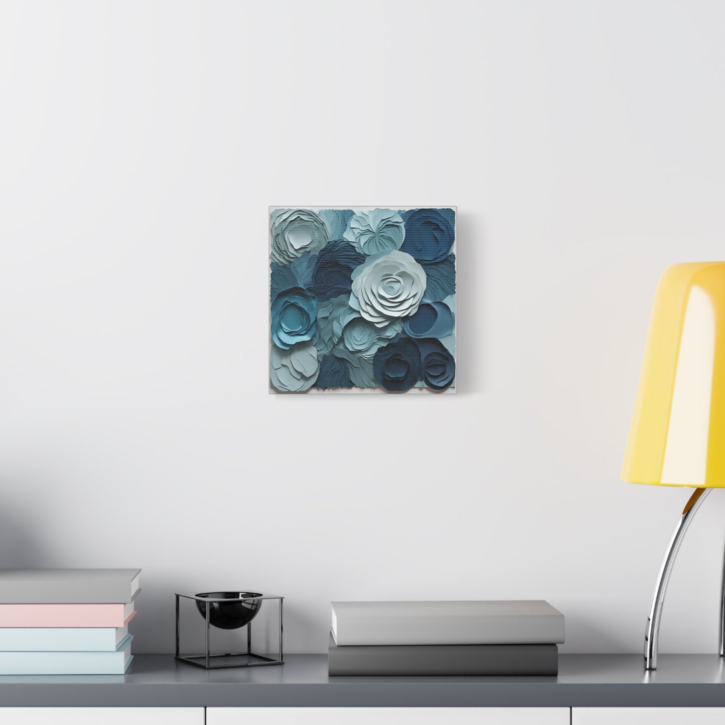 Elegant Blue Floral Canvas Print - Stretched Wall Art for Home Decor