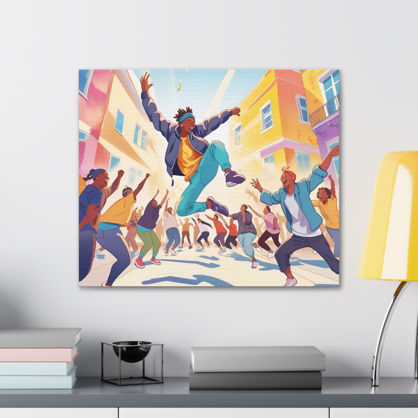 Vibrant Street Performer Celebration Canvas Gallery Wrap