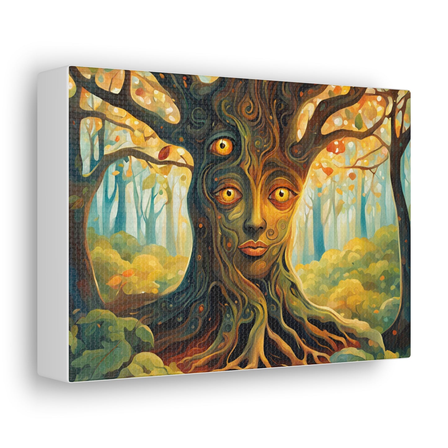 A mysterious tree with blinking eyes hidden in its bark - Nature-Inspired Wall Art for Home Decor