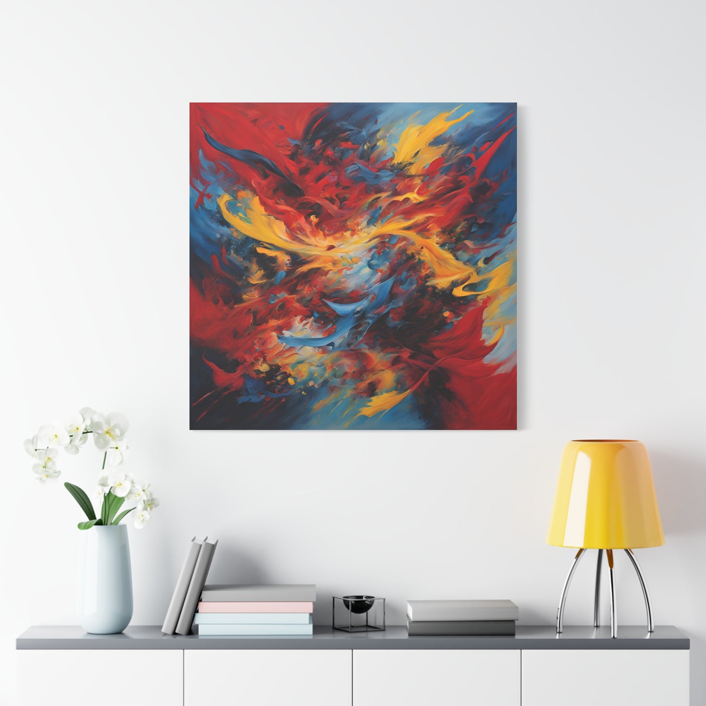 Vibrant Abstract Canvas Wall Art - Colorful Flame Design