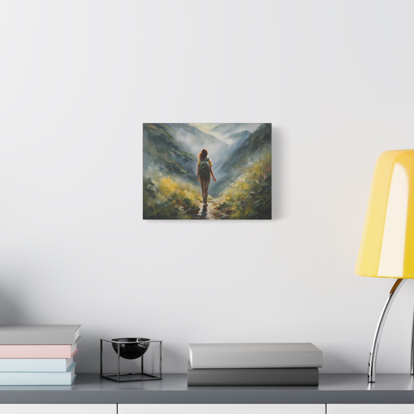 Inspirational Landscape Canvas Art - Dreamy Hiking Scene for Home Decor