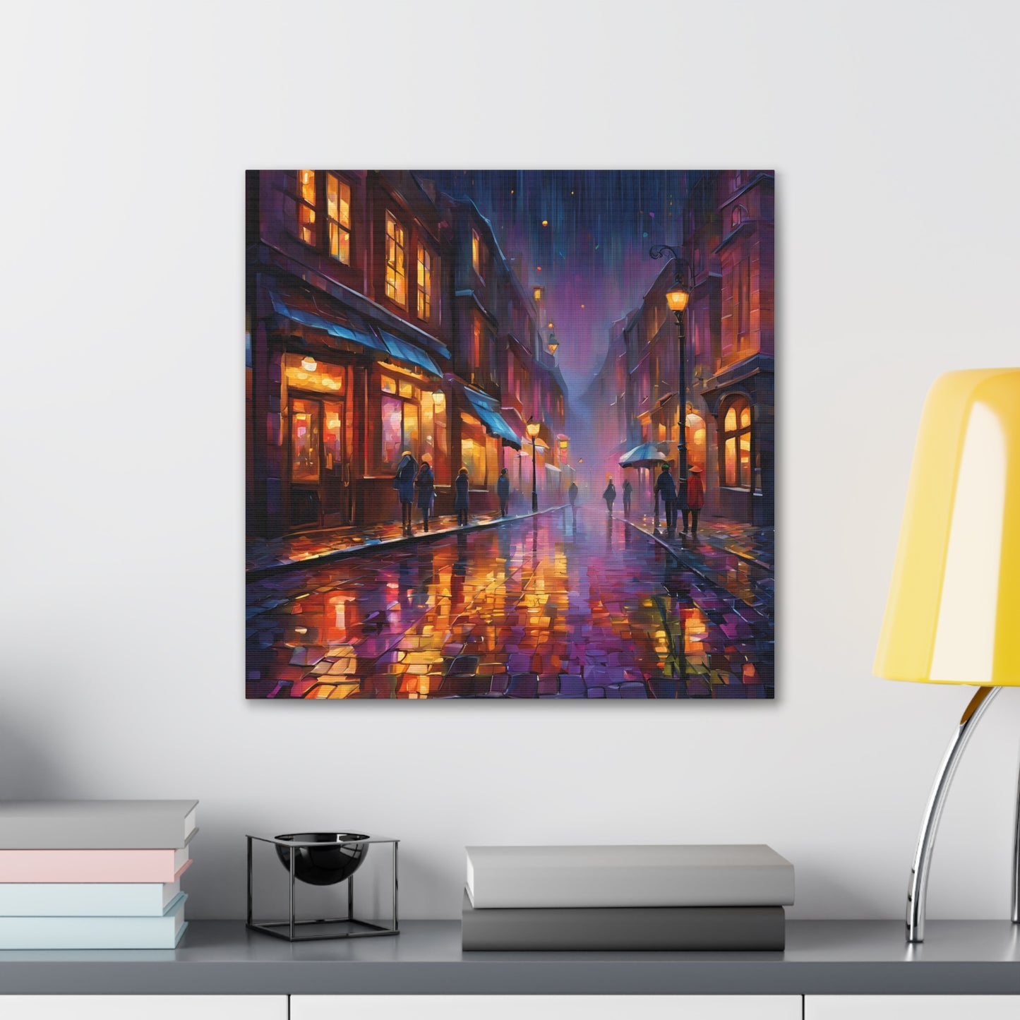 A Rainy Evening in the City Canvas Gallery Wraps - Urban Nightscape Art