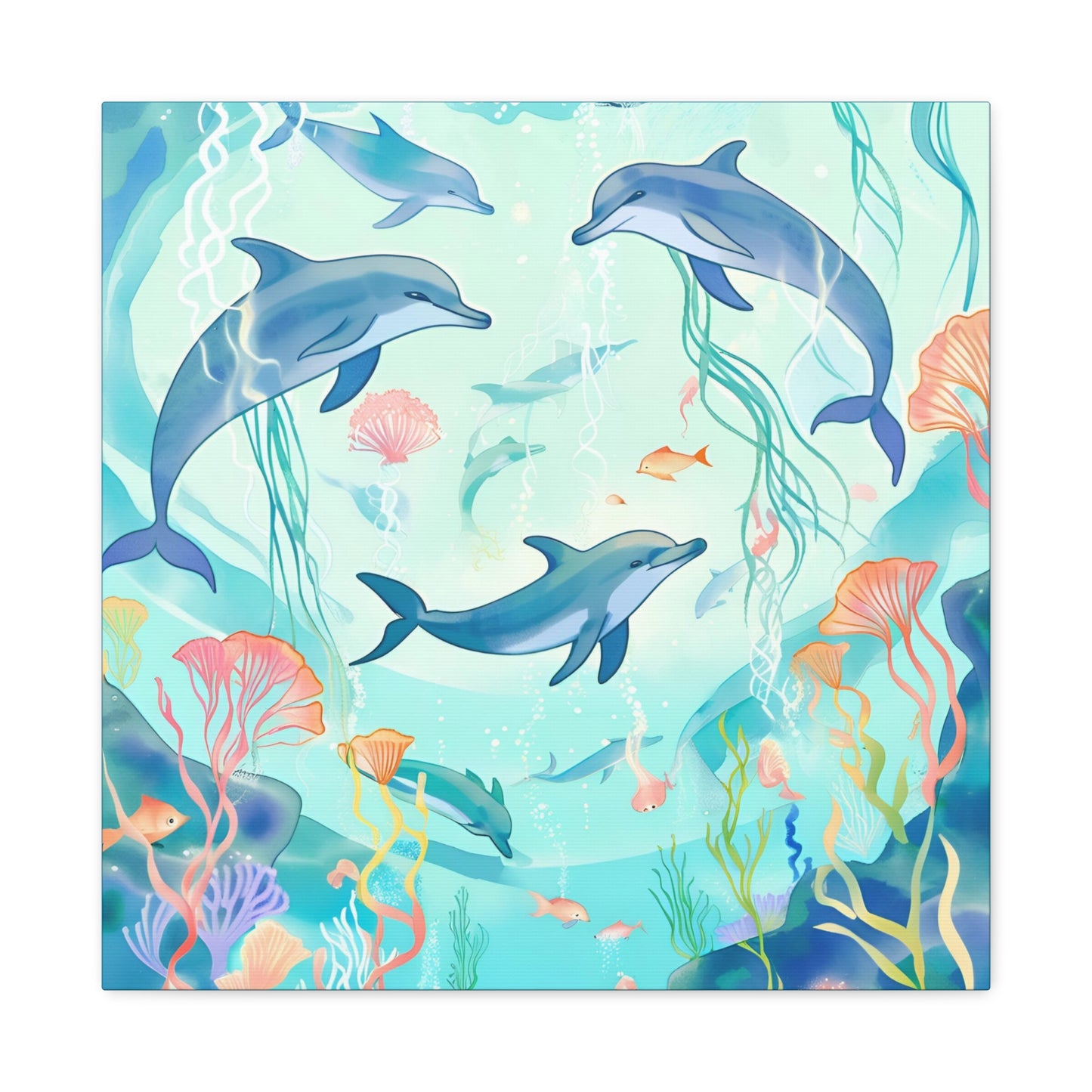 Dolphin Canvas Gallery Wrap - Ocean Art Decor for For Kids