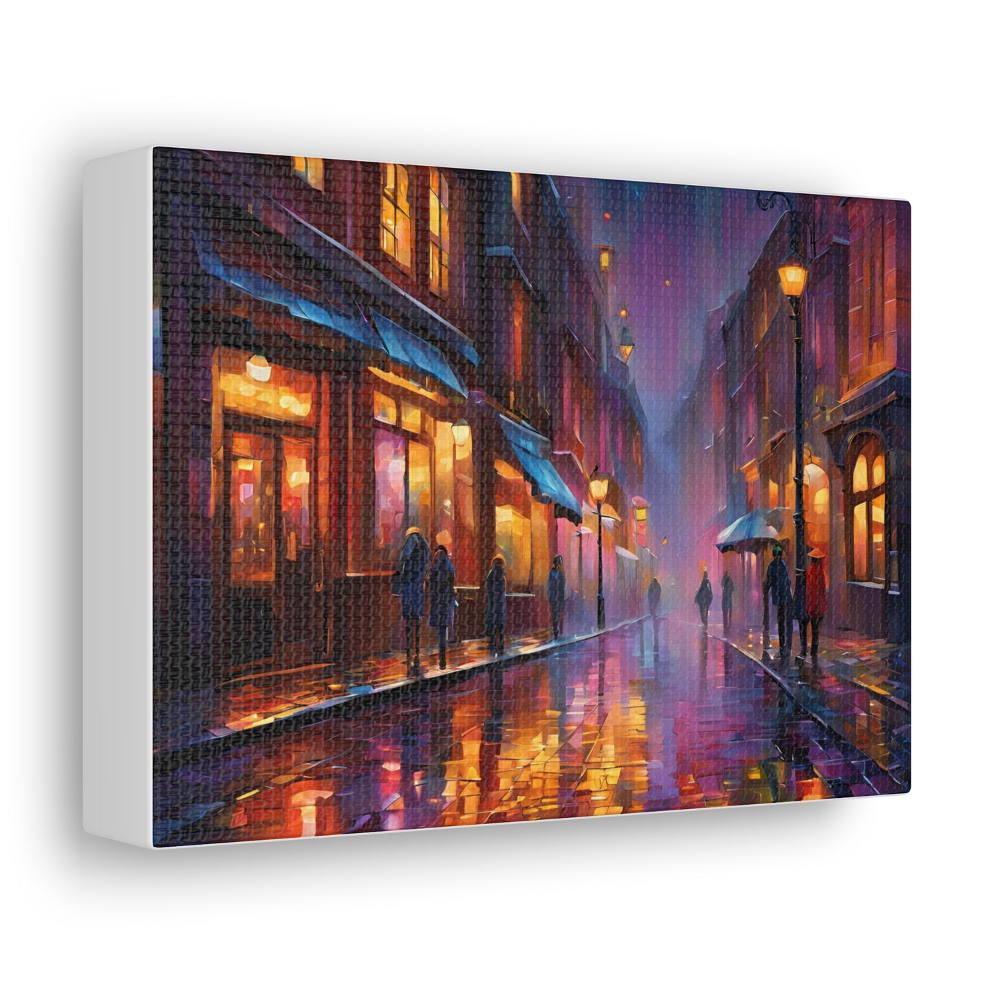 A Rainy Evening in the City Canvas Gallery Wraps - Urban Nightscape Art