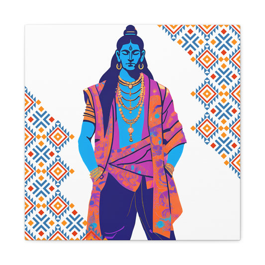 Vibrant Canvas Gallery Wraps featuring Colorful Lord Rama Art - Perfect for Home Decor and Gifting