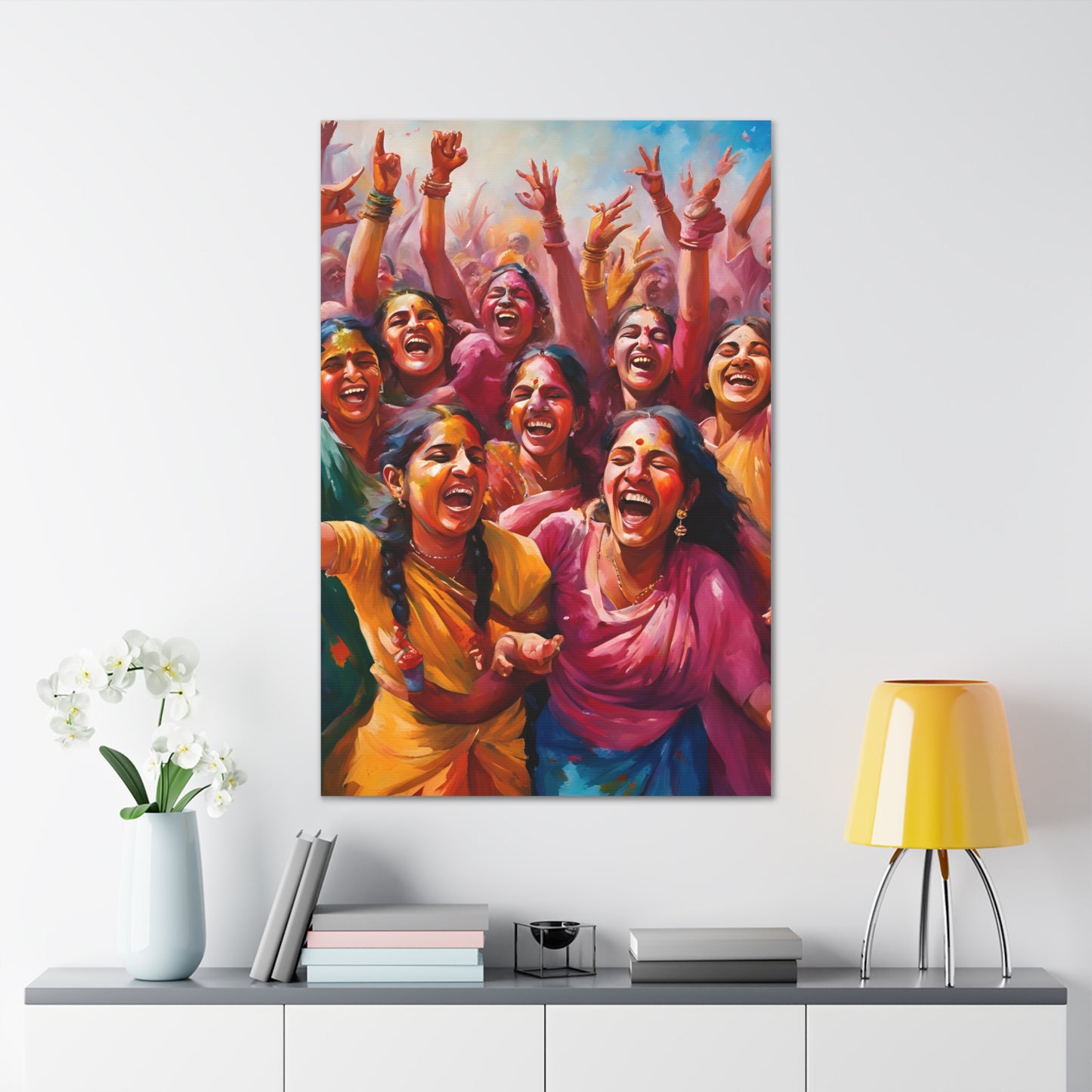 Vibrant Canvas Gallery Wrap - Joyful Celebration Holi Artwork