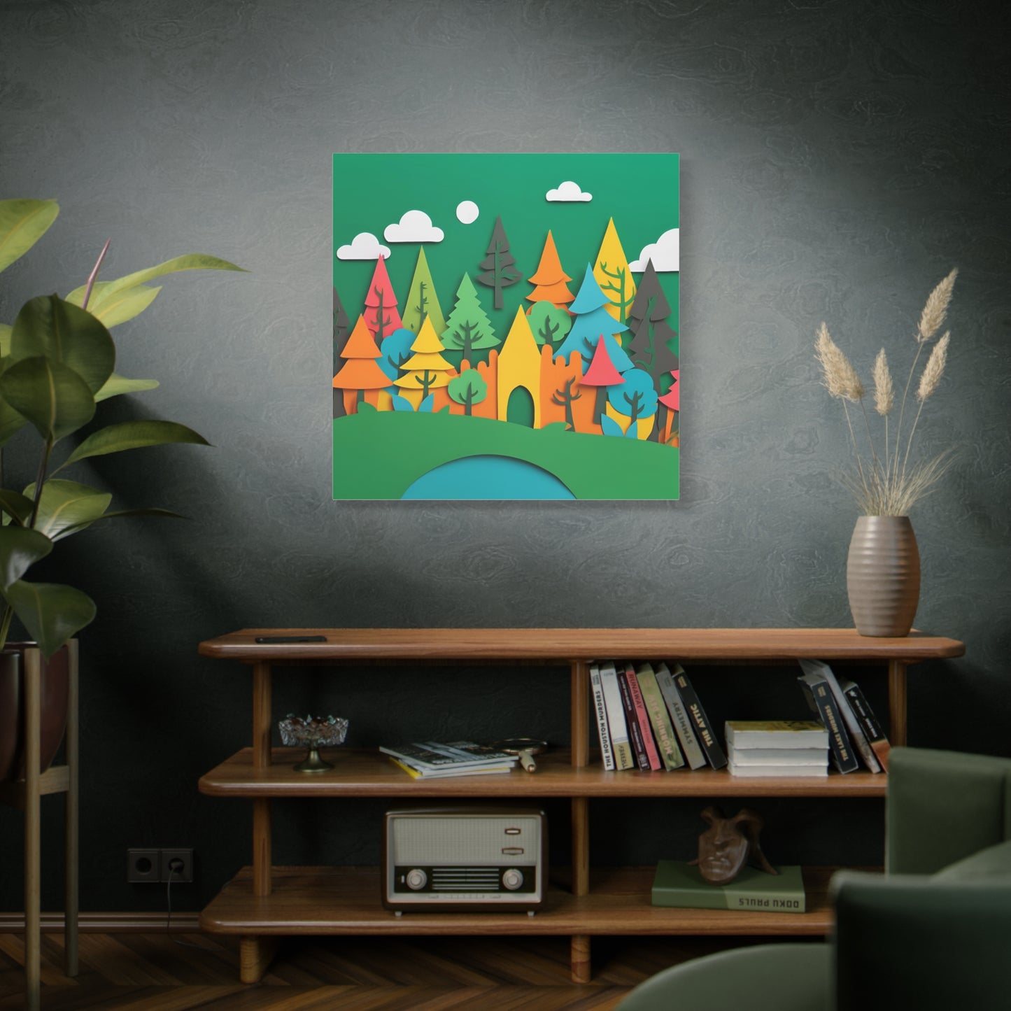 Vibrant Forest Castle Canvas Art