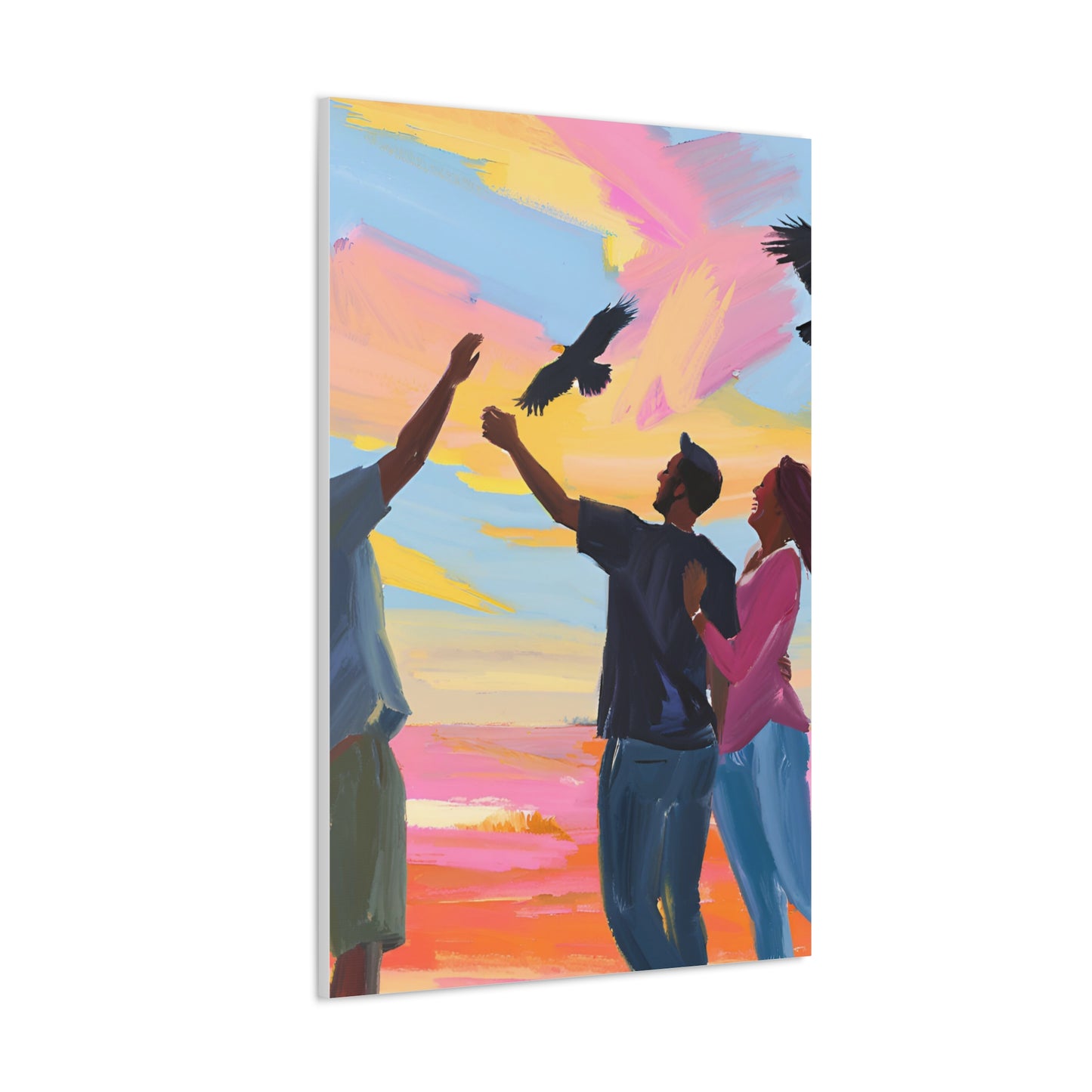 Colorful Canvas Gallery Wraps - Family Bonding & Freedom Art Joyful