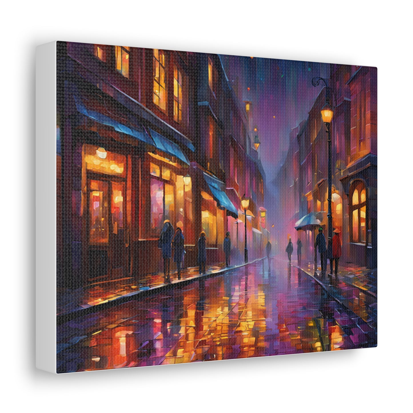 A Rainy Evening in the City Canvas Gallery Wraps - Urban Nightscape Art