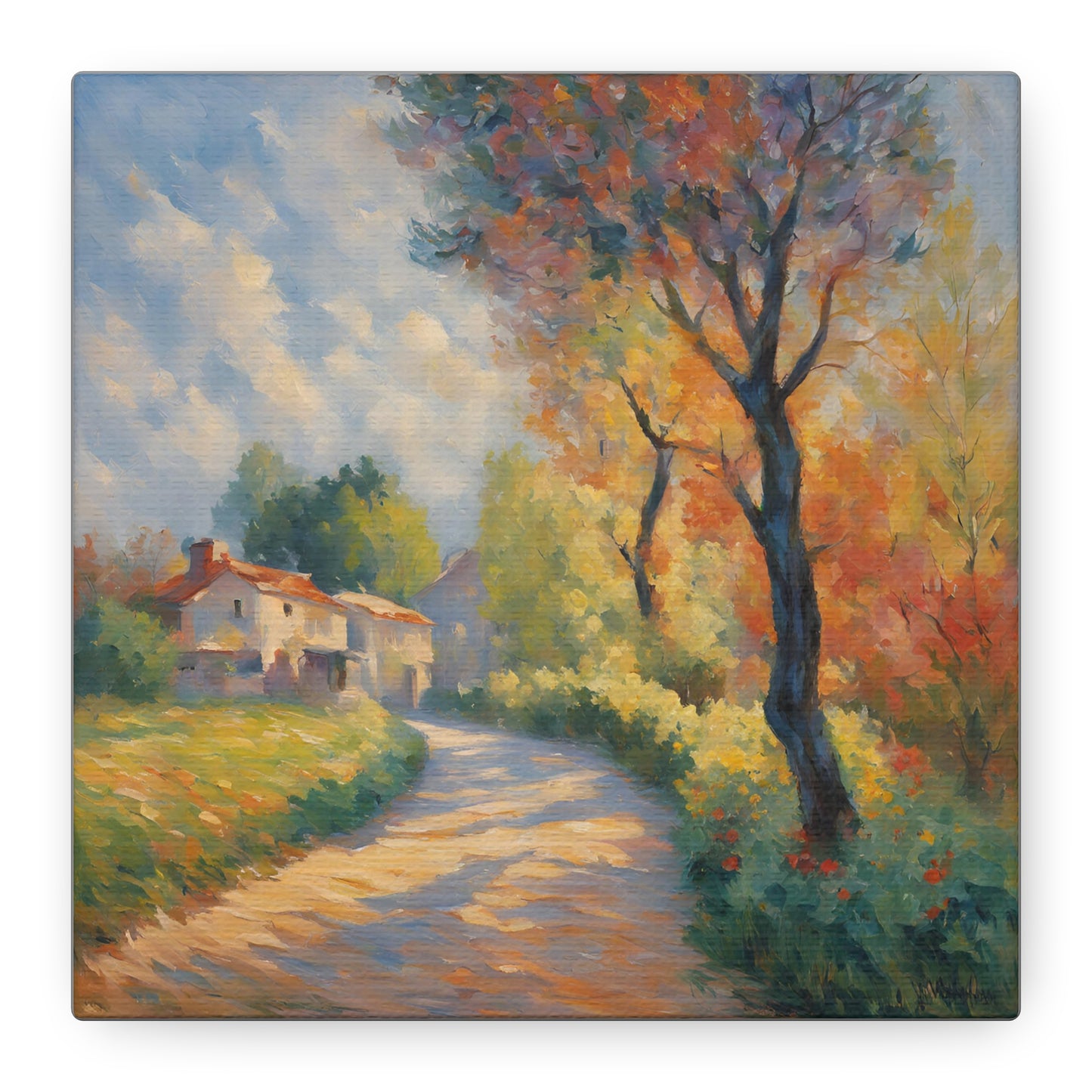 Autumn Landscape Canvas Wall Art - Vibrant Stretched Artwork for Home Decor