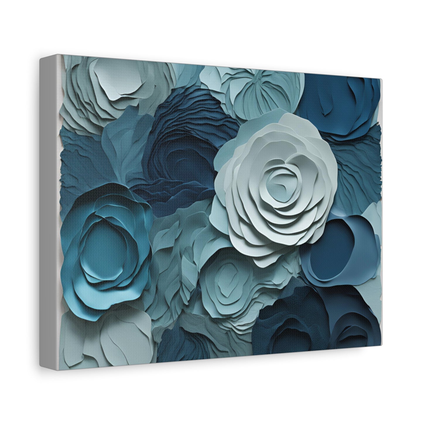 Elegant Blue Floral Canvas Print - Stretched Wall Art for Home Decor