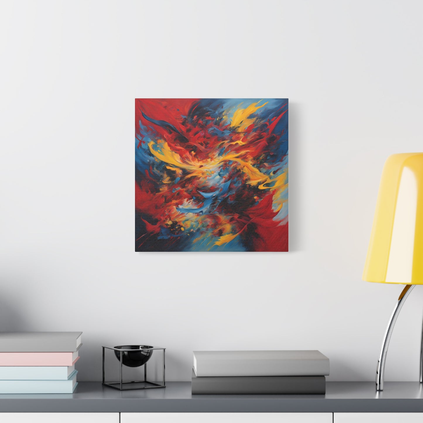 Vibrant Abstract Canvas Wall Art - Colorful Flame Design