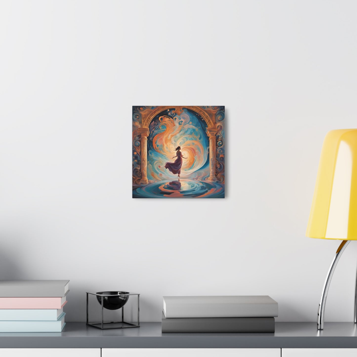 Whimsical Canvas Gallery Wrap - Dreamy Woman in Cosmic Swirl Art