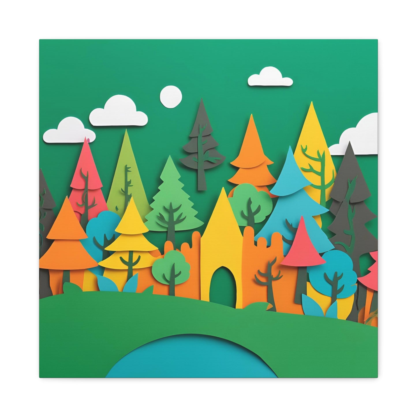 Vibrant Forest Castle Canvas Art