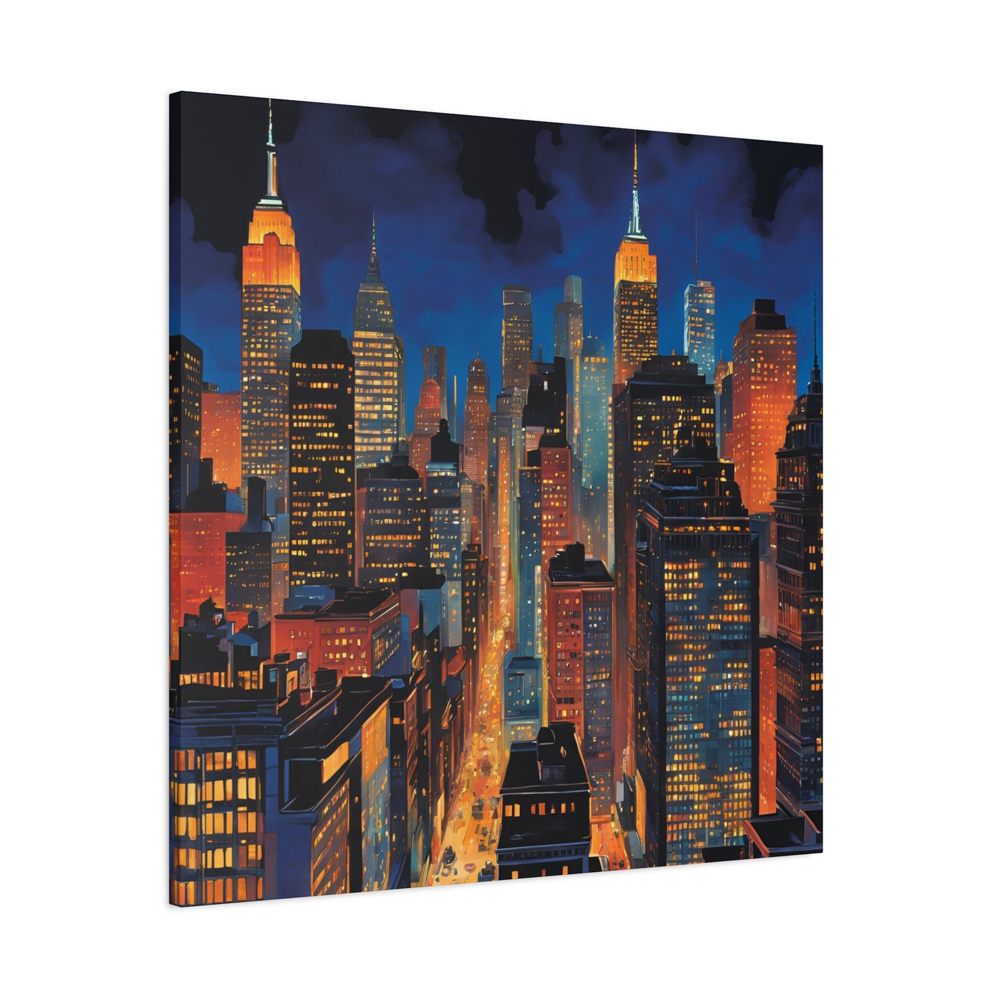 New York City Nightscape Matte Canvas Print – Stunning Skyline Art for Home & Office