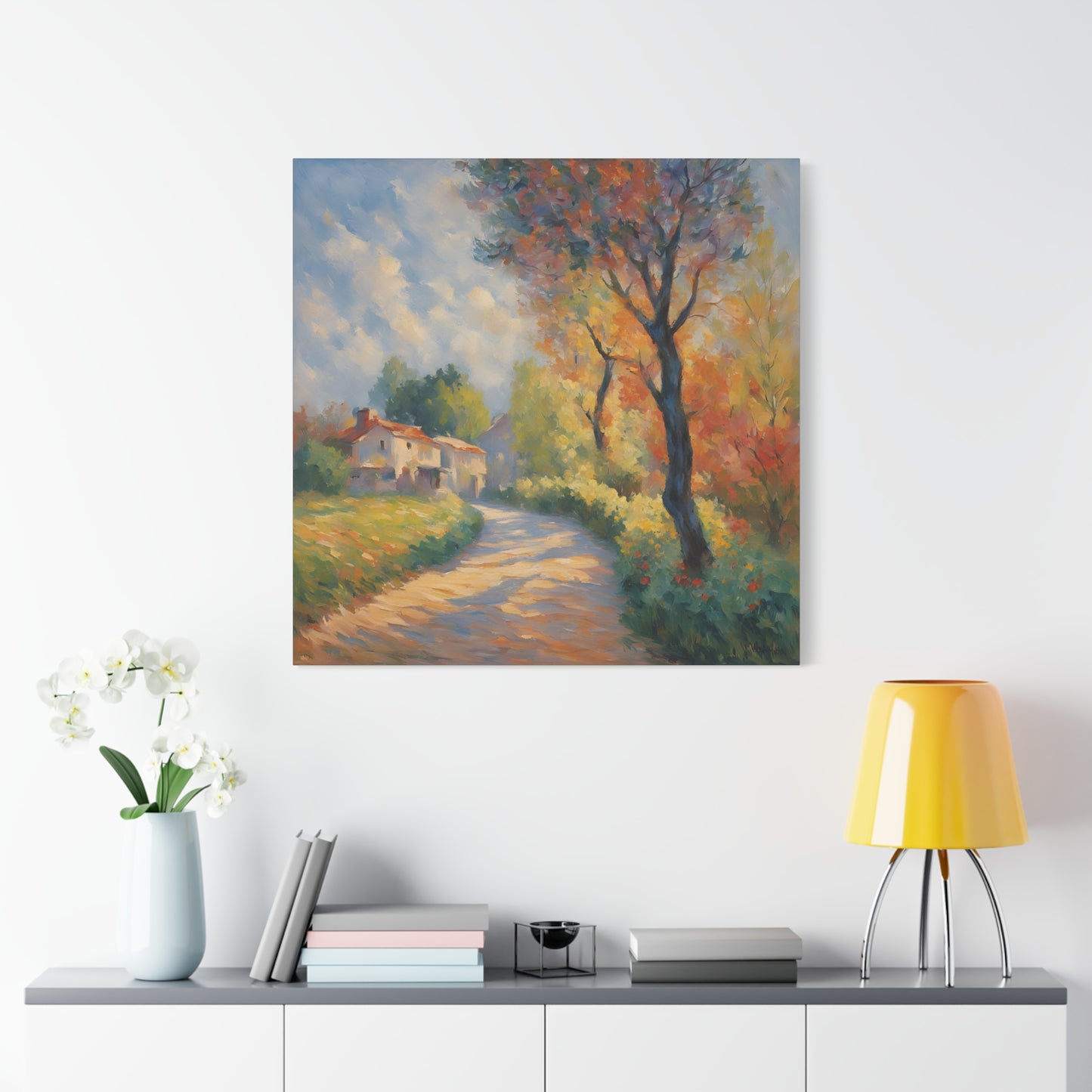 Autumn Landscape Canvas Wall Art - Vibrant Stretched Artwork for Home Decor