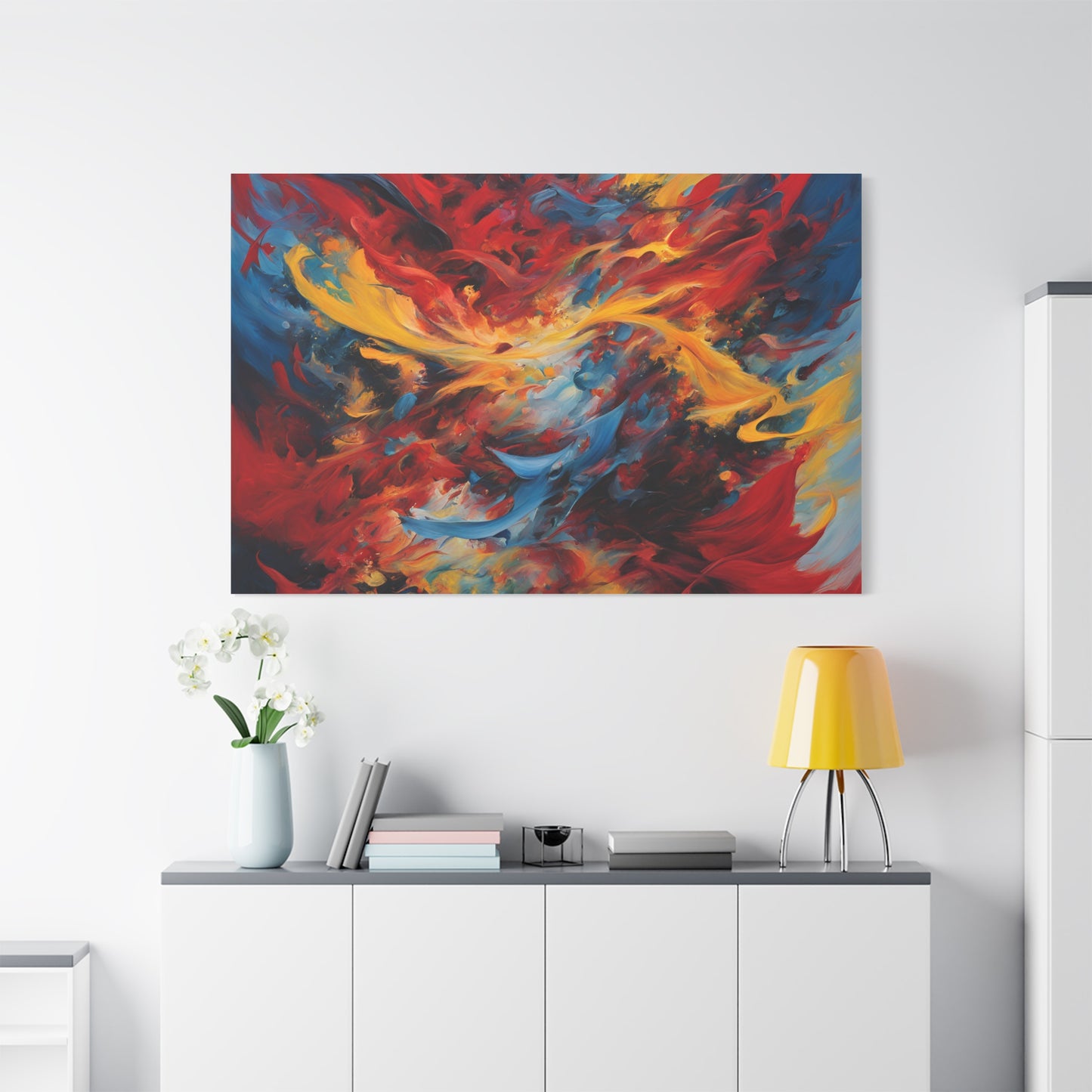 Vibrant Abstract Canvas Wall Art - Colorful Flame Design