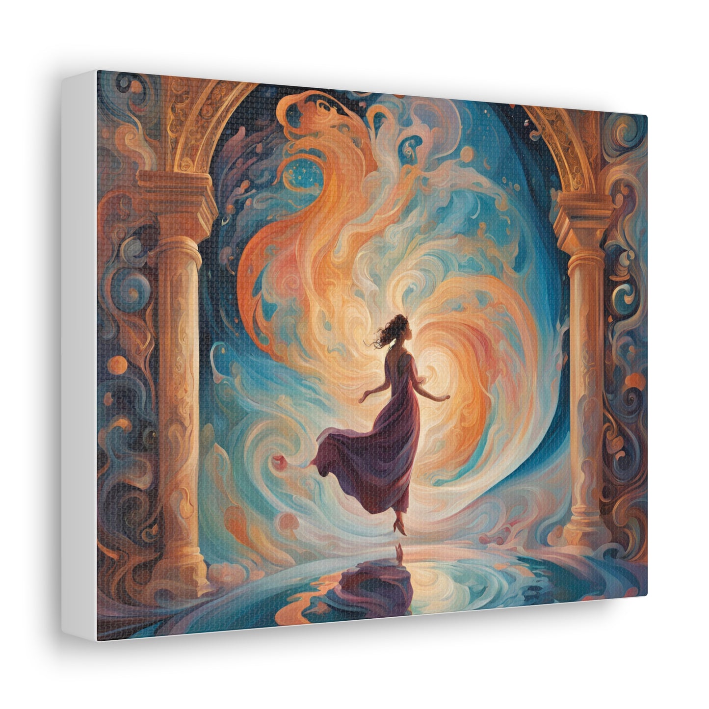 Whimsical Canvas Gallery Wrap - Dreamy Woman in Cosmic Swirl Art