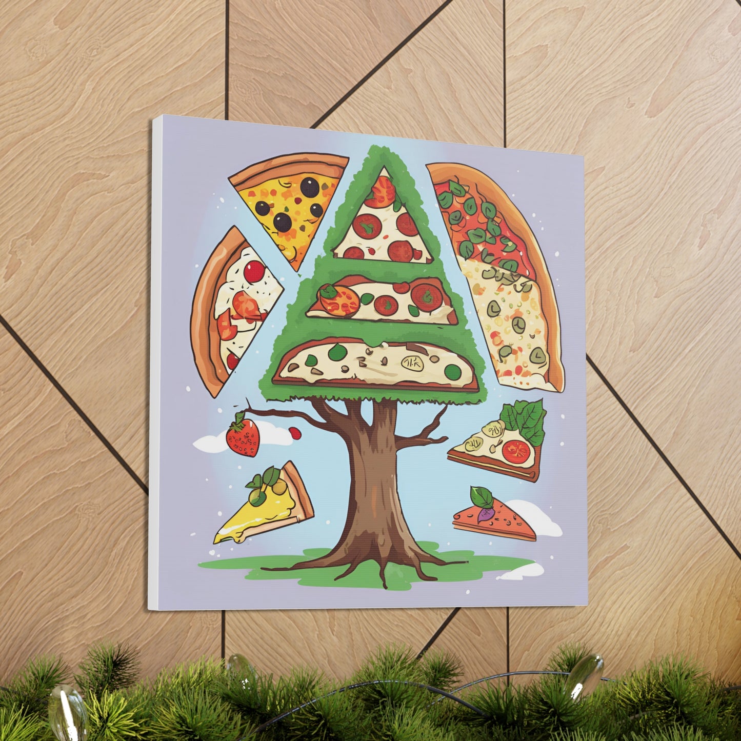 Pizza Tree Canvas Gallery Wrap - Whimsical Wall Art for Food Lovers