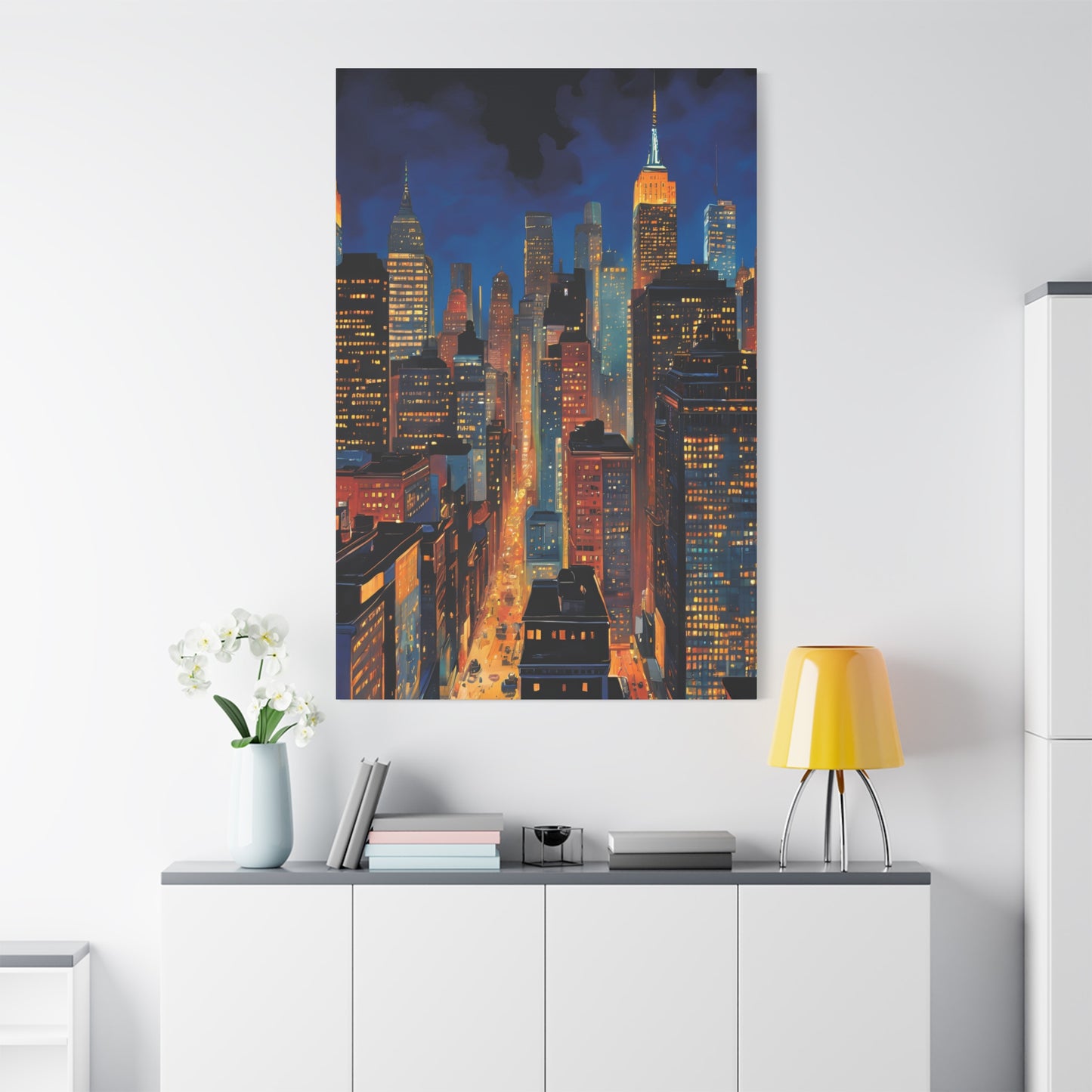 New York City Nightscape Matte Canvas Print – Stunning Skyline Art for Home & Office