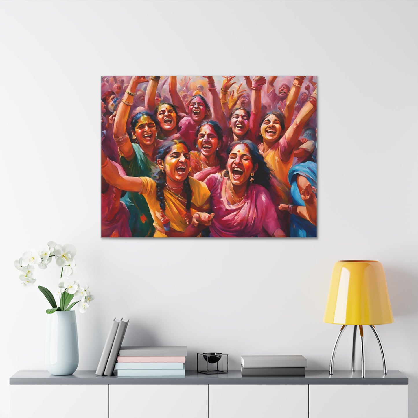 Vibrant Canvas Gallery Wrap - Joyful Celebration Holi Artwork