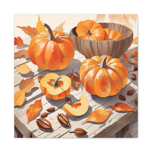 Autumn Pumpkin Canvas Gallery Wraps - Fall Decor for Home and Holidays Still Life Art