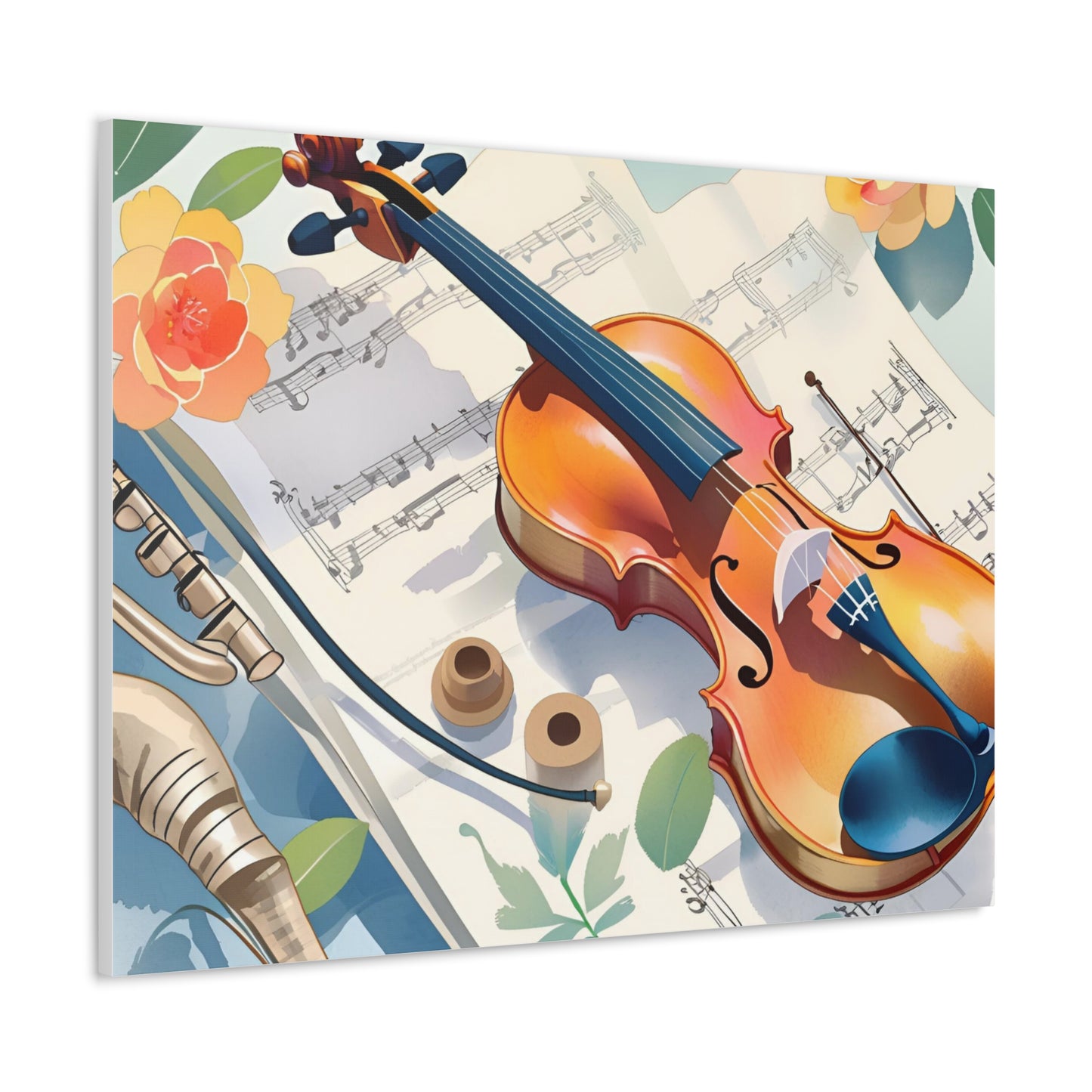 Musical Canvas Gallery Wraps | Colorful Violin and Sheet Music Art