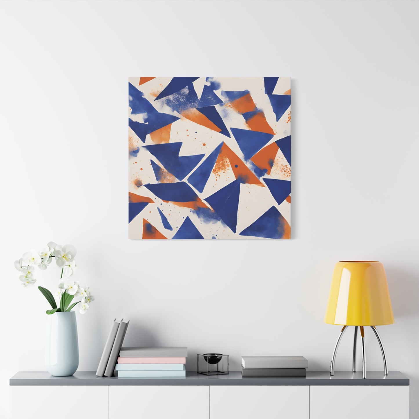 Geometric Art Canvas - Modern Blue and Orange Abstract Wall Decor for Contemporary Spaces