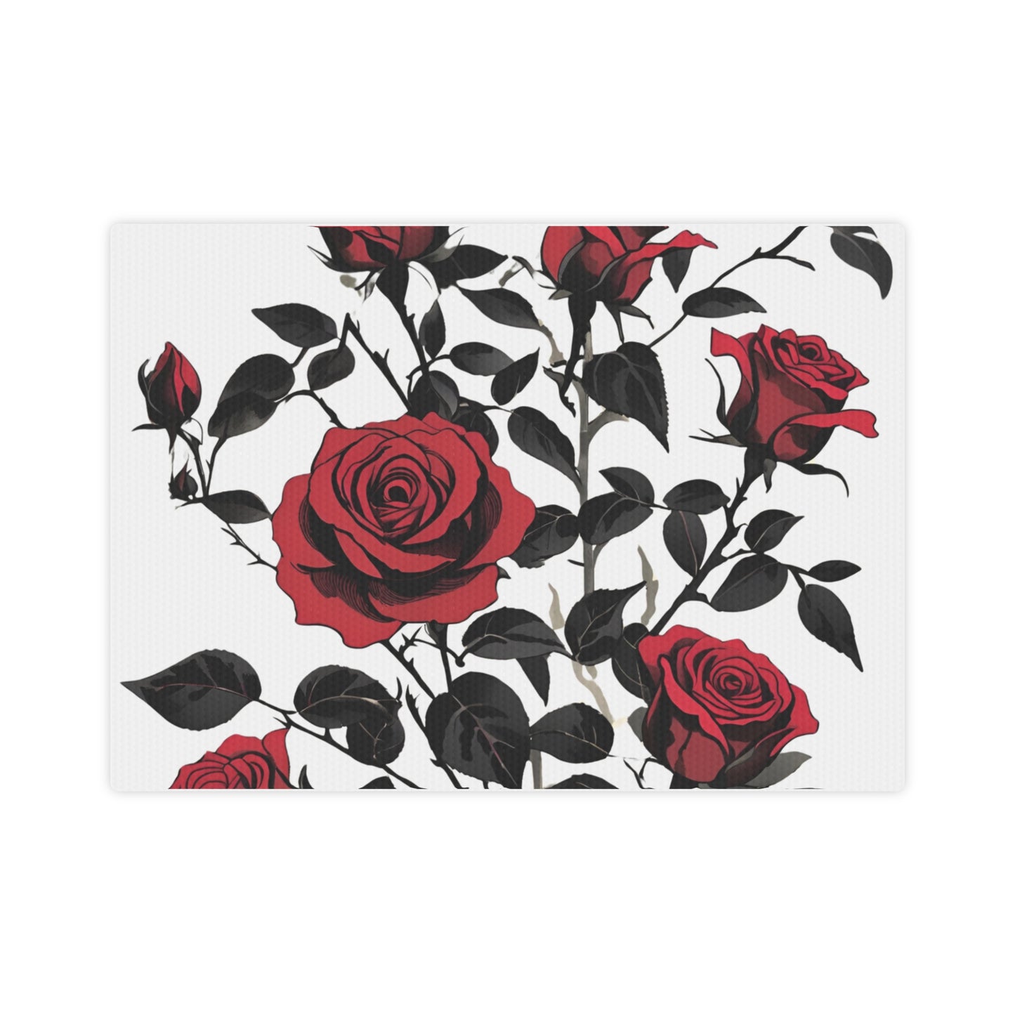 Elegant Floral Canvas Photo Tile - Red Roses Wall Art