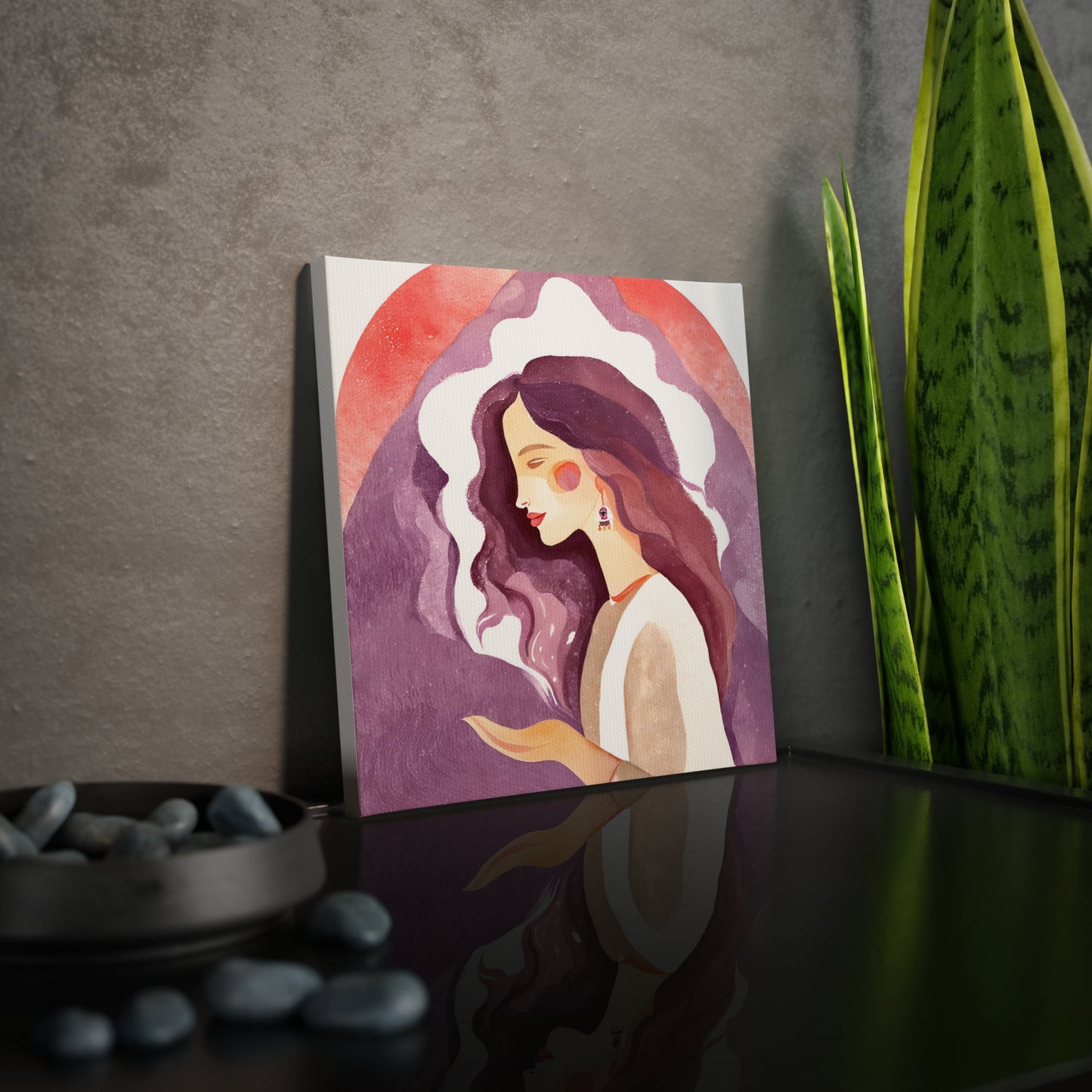 Artistic Canvas Photo Tile with Woman Illustration - Perfect Gift for Home Decor