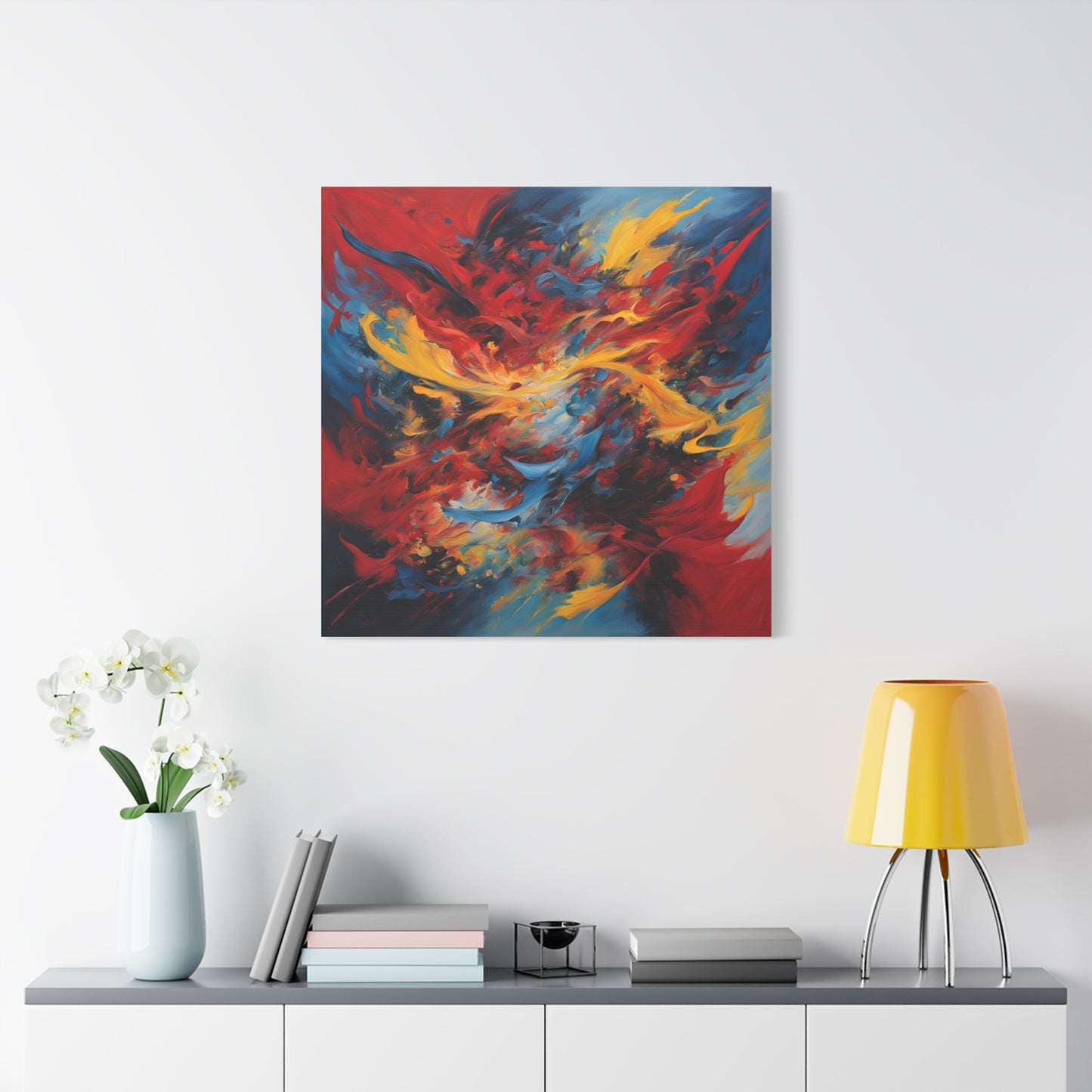 Vibrant Abstract Canvas Wall Art - Colorful Flame Design