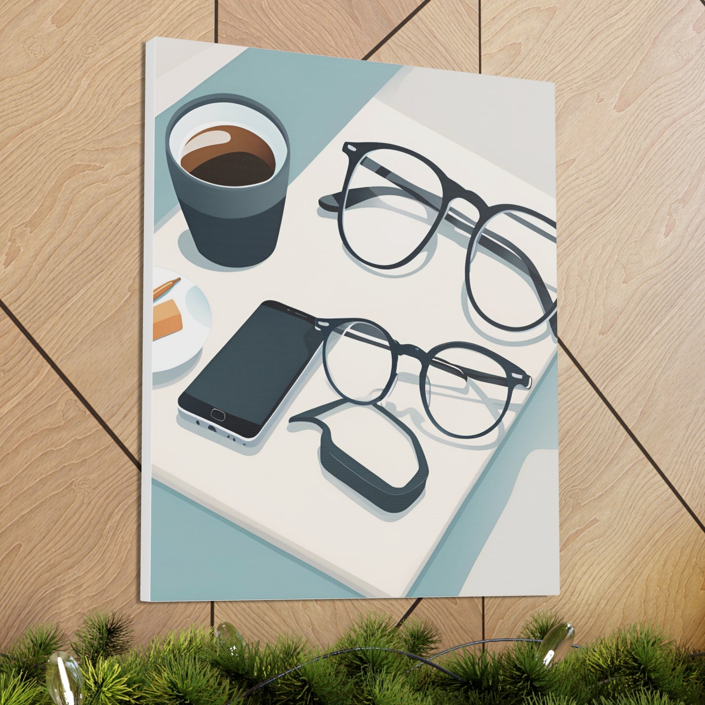 Modern Coffee & Glasses Canvas Gallery Wrap