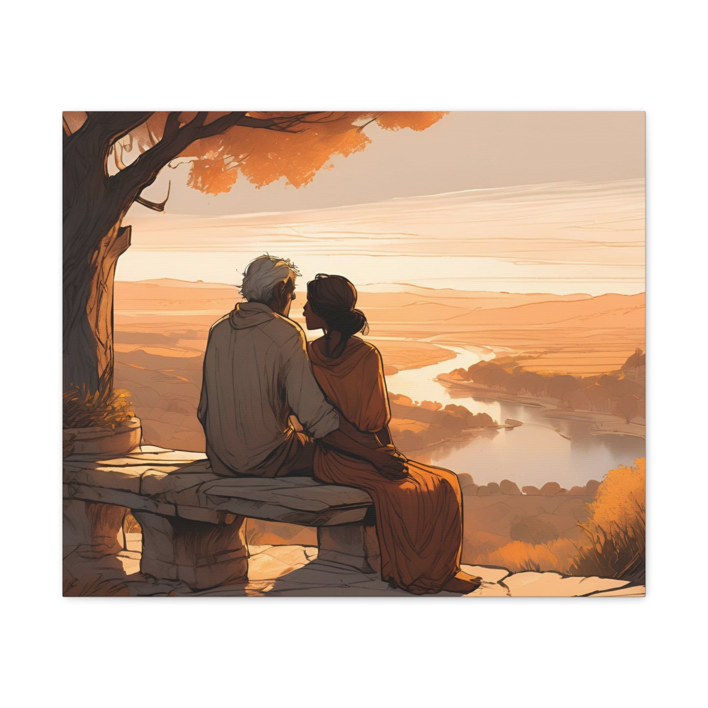 Romantic Canvas Gallery Wrap - Sunset Couple Wall Art