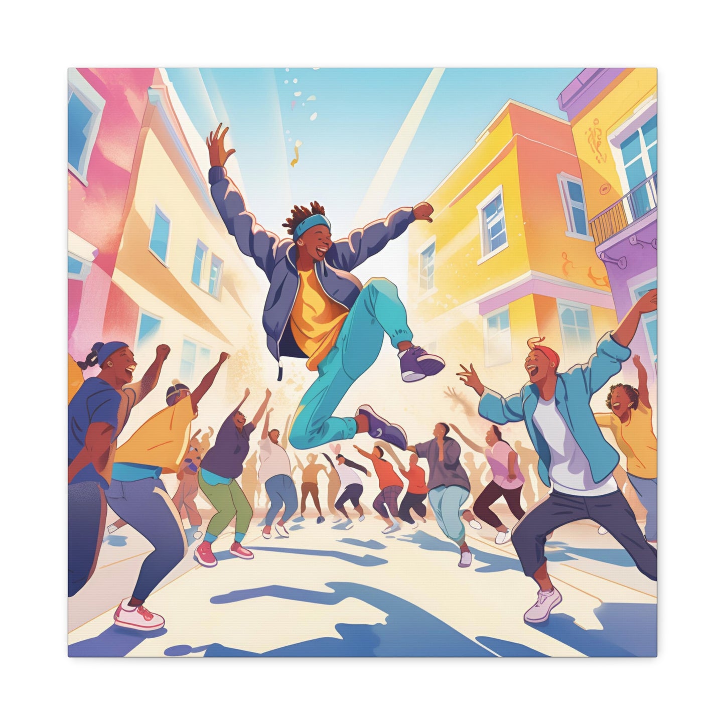 Vibrant Street Performer Celebration Canvas Gallery Wrap