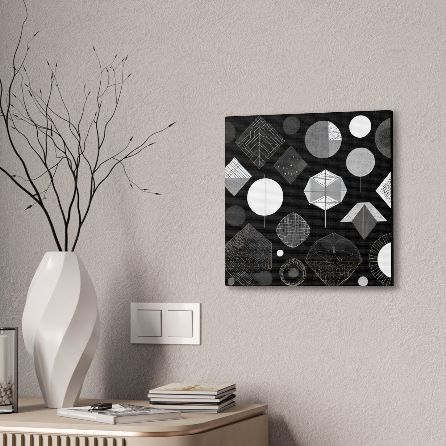 Modern Geometric Wall Art Canvas - Black and White Design for Home Decor Abstract Wall Art