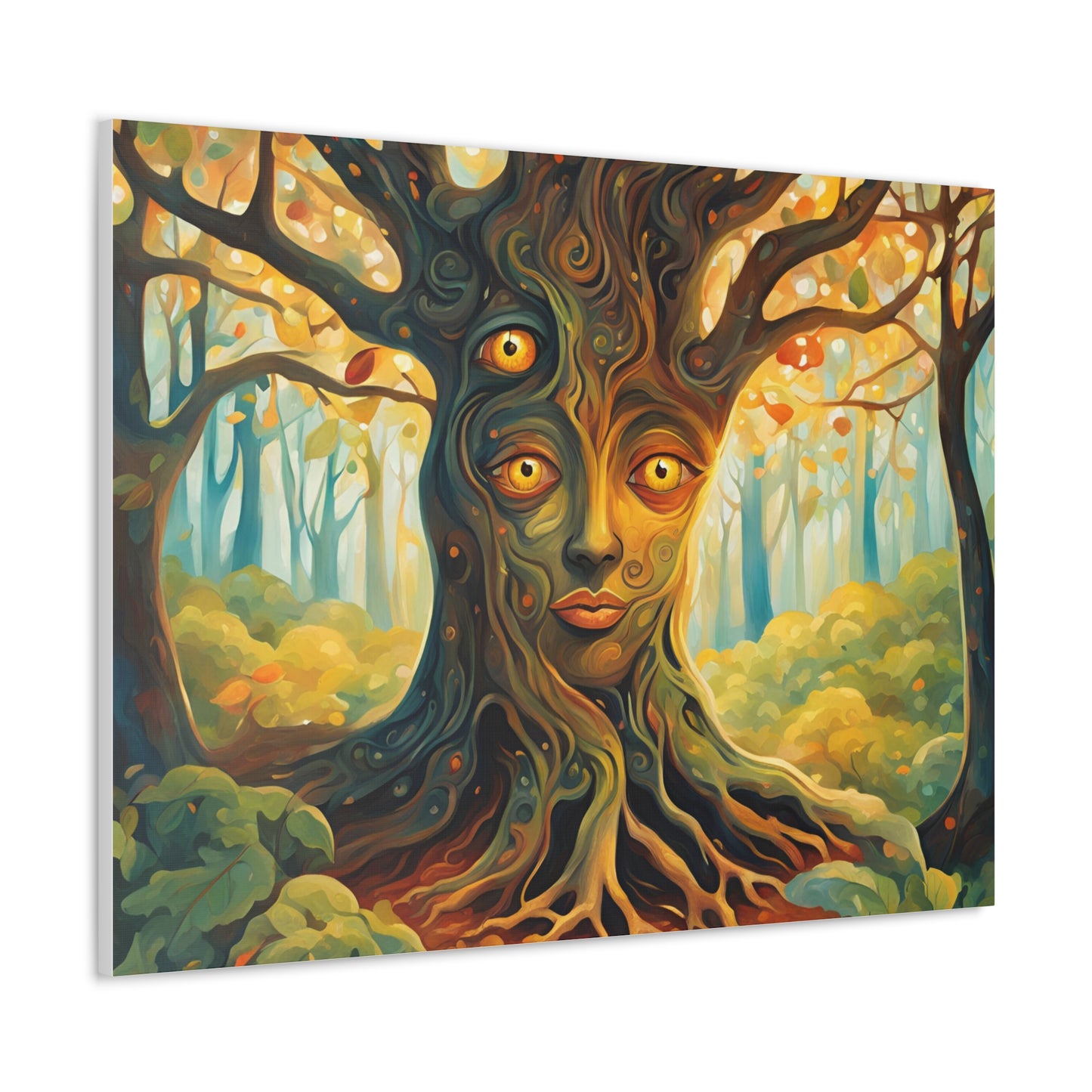 A mysterious tree with blinking eyes hidden in its bark - Nature-Inspired Wall Art for Home Decor