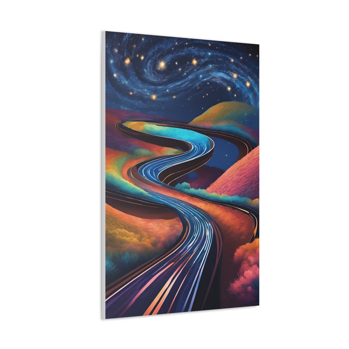 Vibrant Canvas Gallery Wrap - Abstract Roadway Landscape Art "A road twisting and folding into itself like a Möbius strip."