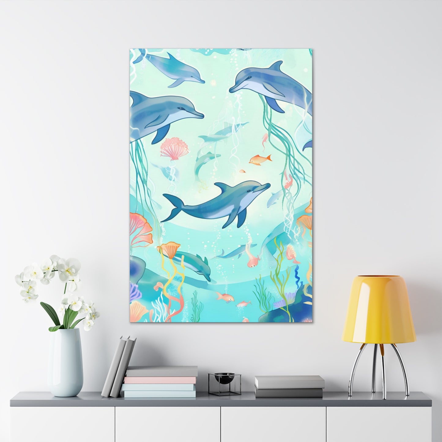 Dolphin Canvas Gallery Wrap - Ocean Art Decor for For Kids