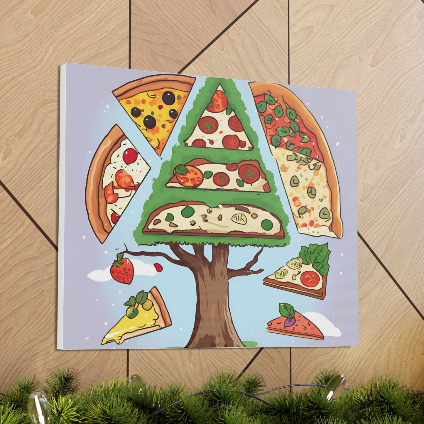 Pizza Tree Canvas Gallery Wrap - Whimsical Wall Art for Food Lovers