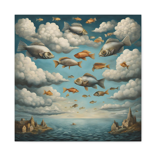 Whimsical Fish Canvas Art - Floating Fish Wall Decor